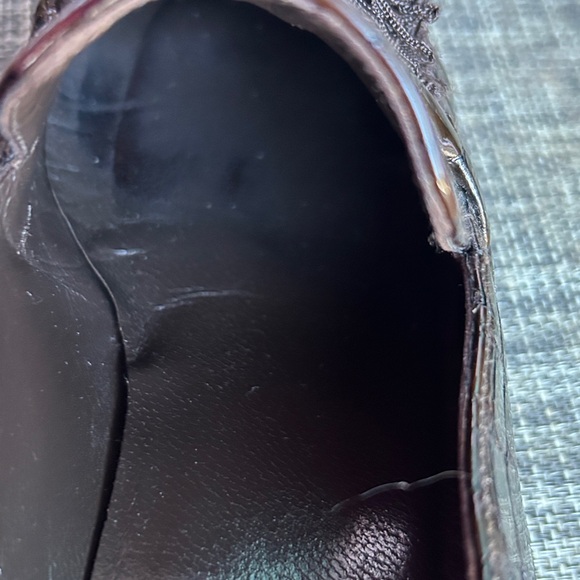 Stuart Weitzman Tassel LoafersWomen’s 7.5 BrownCroc Embossed Leather Block Heel - Picture 11 of 17